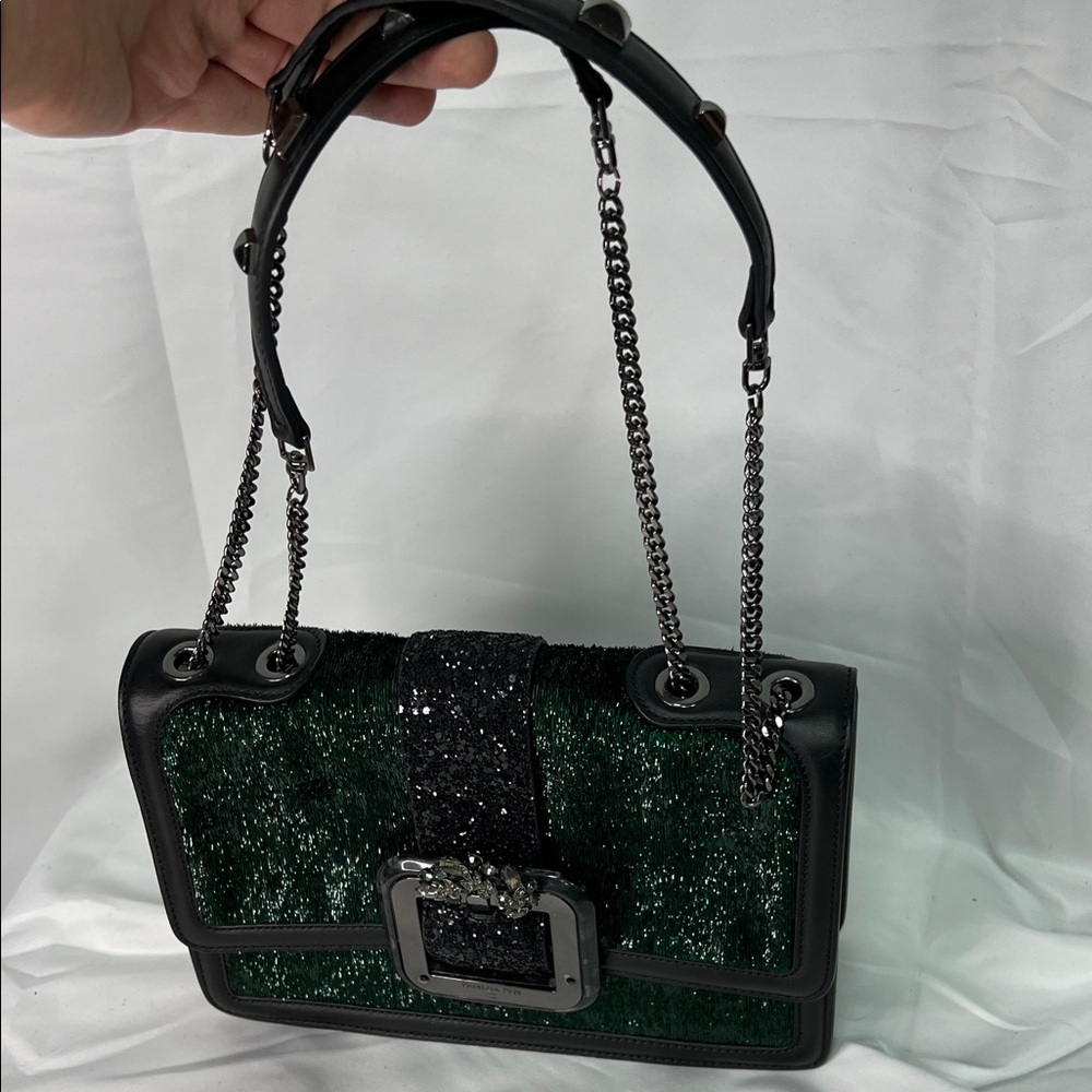 Patrizia Pepe Black and Green Shoulder Bag - Picture 14 of 15